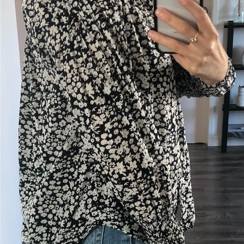 Apiece Apart Yerba Black and White Floral Button Up Cotton Blouse XS - Picture 5 of 10